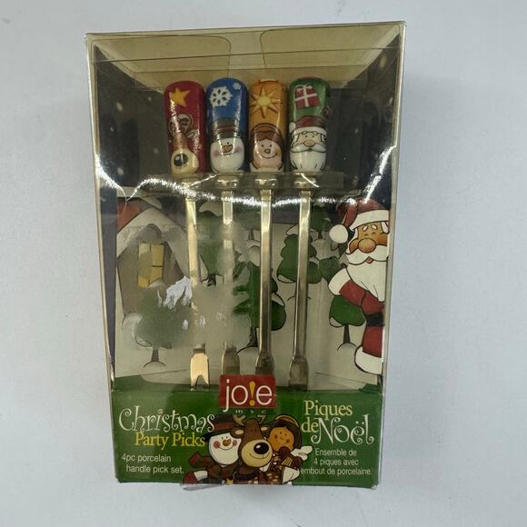 Jole Christmas Party Picks Reindeer, Snowman, Angel & Santa New In Package 2005 - Picture 2 of 3